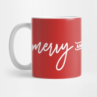 Merry and Bright lettering, white Mug